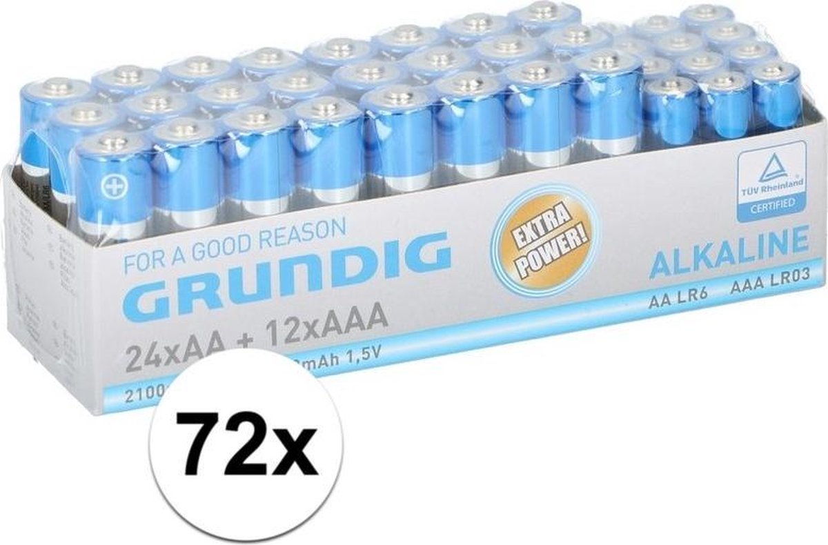 Grundig R06 AA en LR03 AAA batterijen 1.5 volt 72 stuks - Voordeelpak batterijen