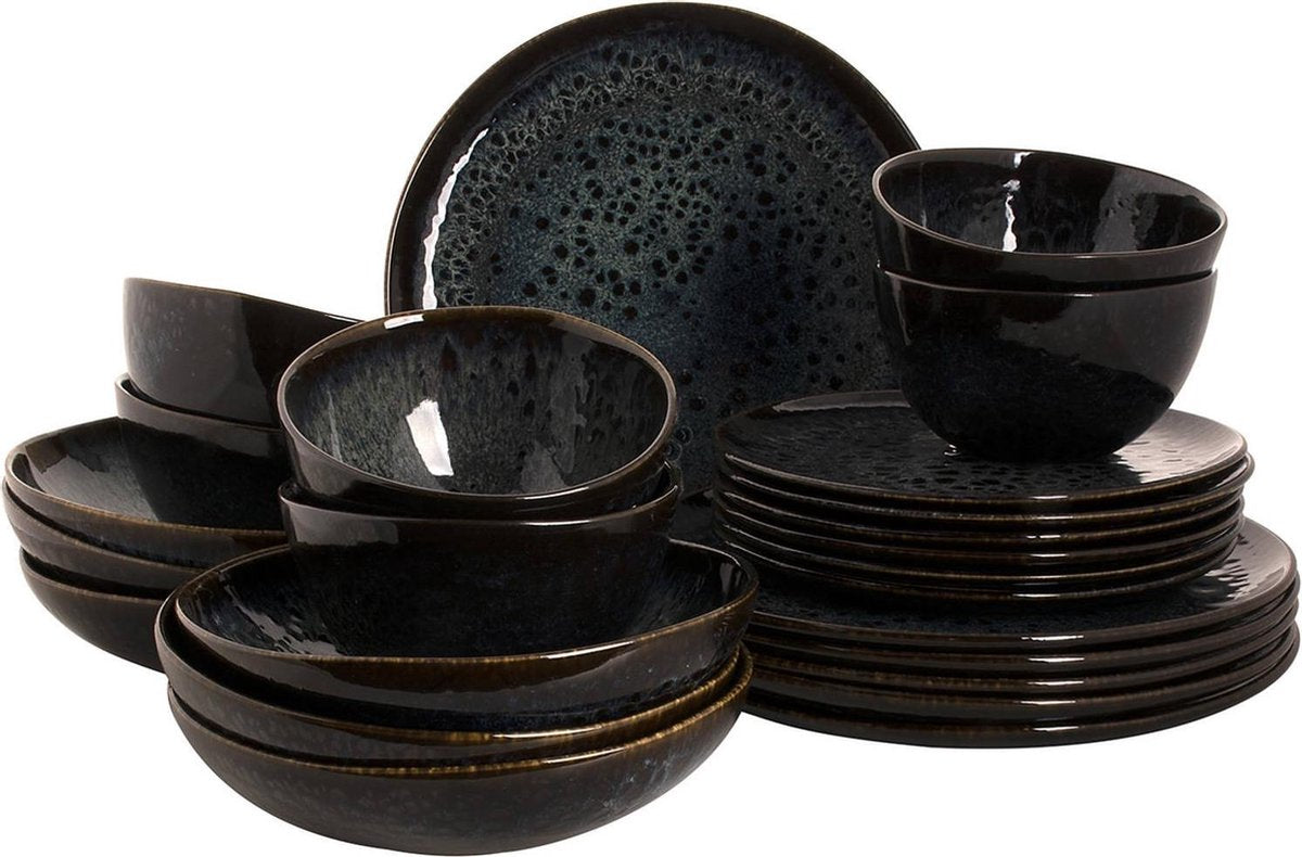 Palmer Eccentric Stoneware Serviesset - 6-persoons - 24-delig - Blauw