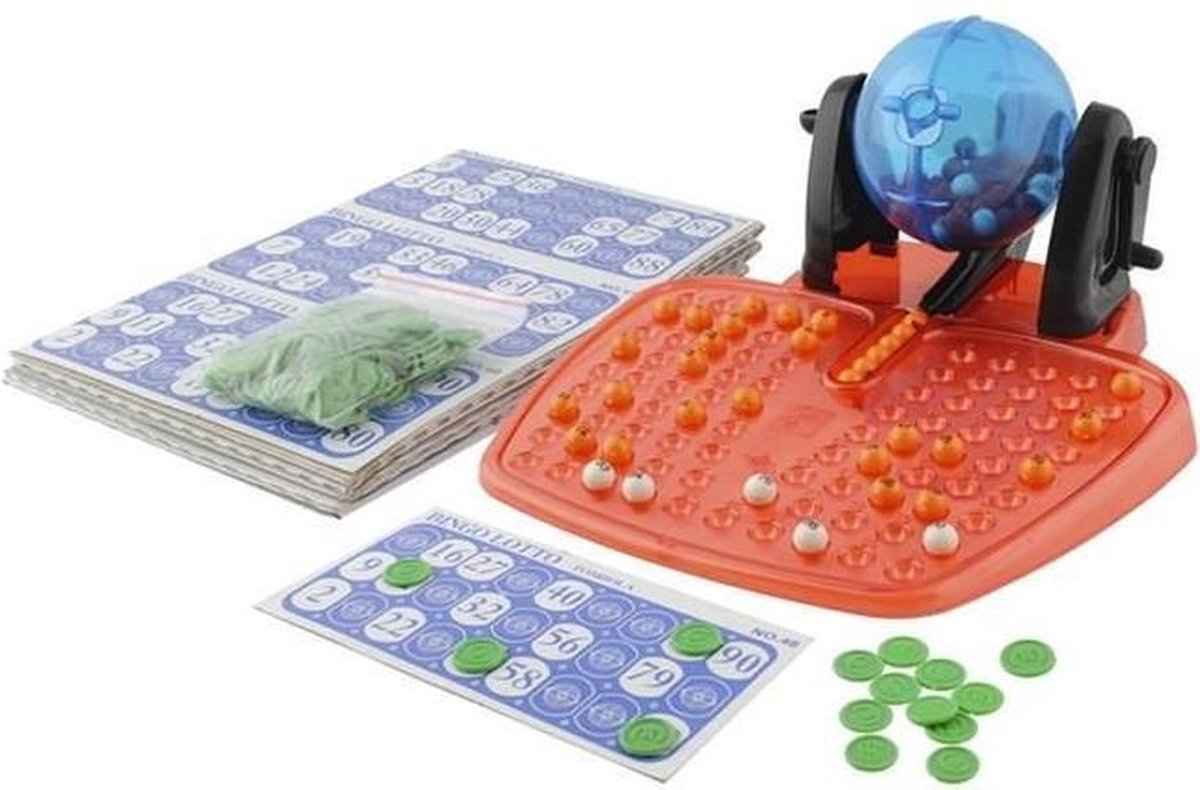 Bingo spel inclusief 72 kaartjes / compleet inclusief alle toebehoren| Rood / blauw van kleur |