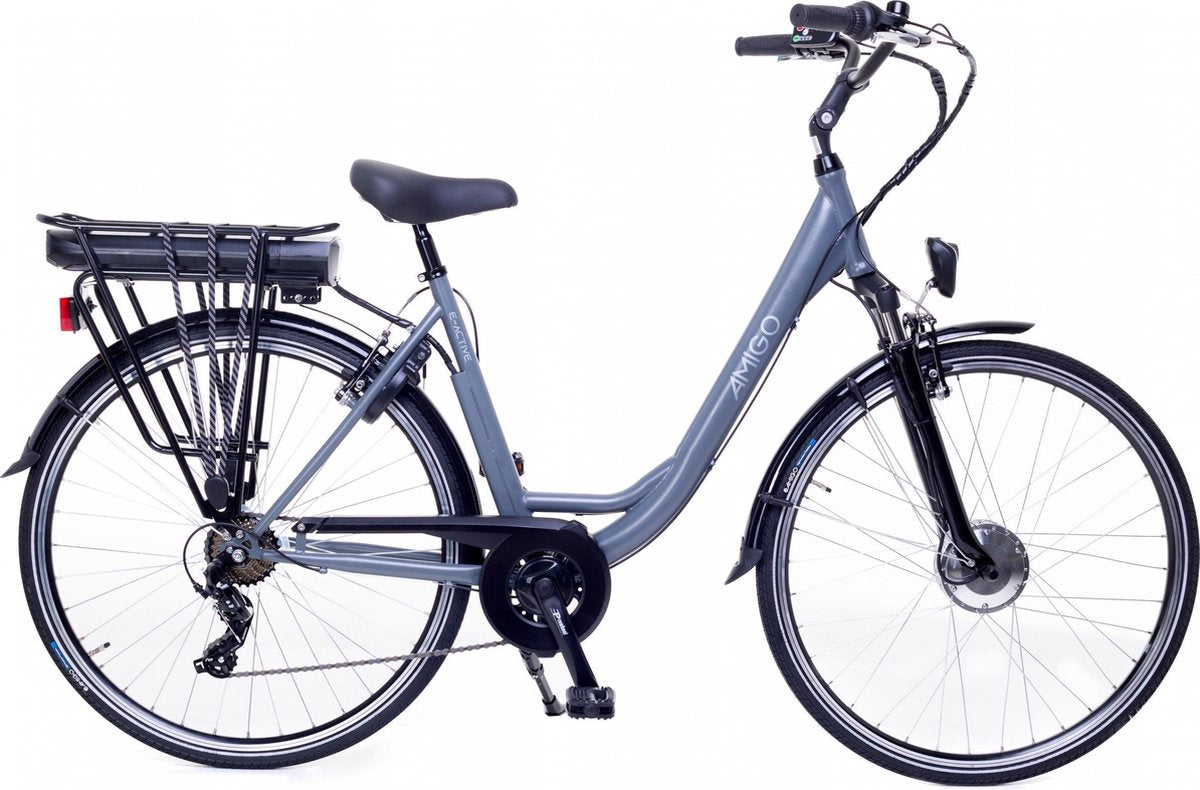 Amigo E-Active - Elektrische stadsfiets voor dames - Met 7 versnellingen - Matgrijs