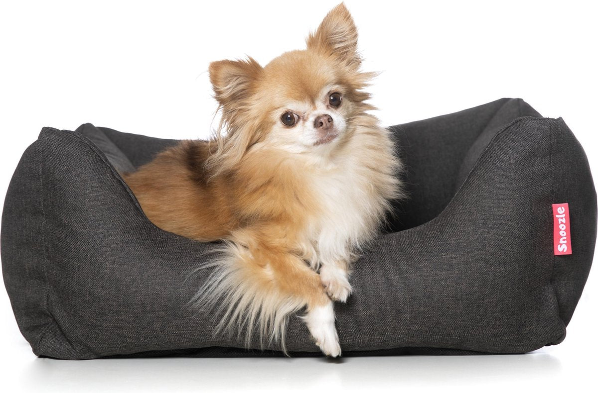 Snoozle Hondenmand New York Grijsbruin - M - 60 x 44 cm - Hondenbed - Groot - Goed gevuld - Vierkant - Wasbaar