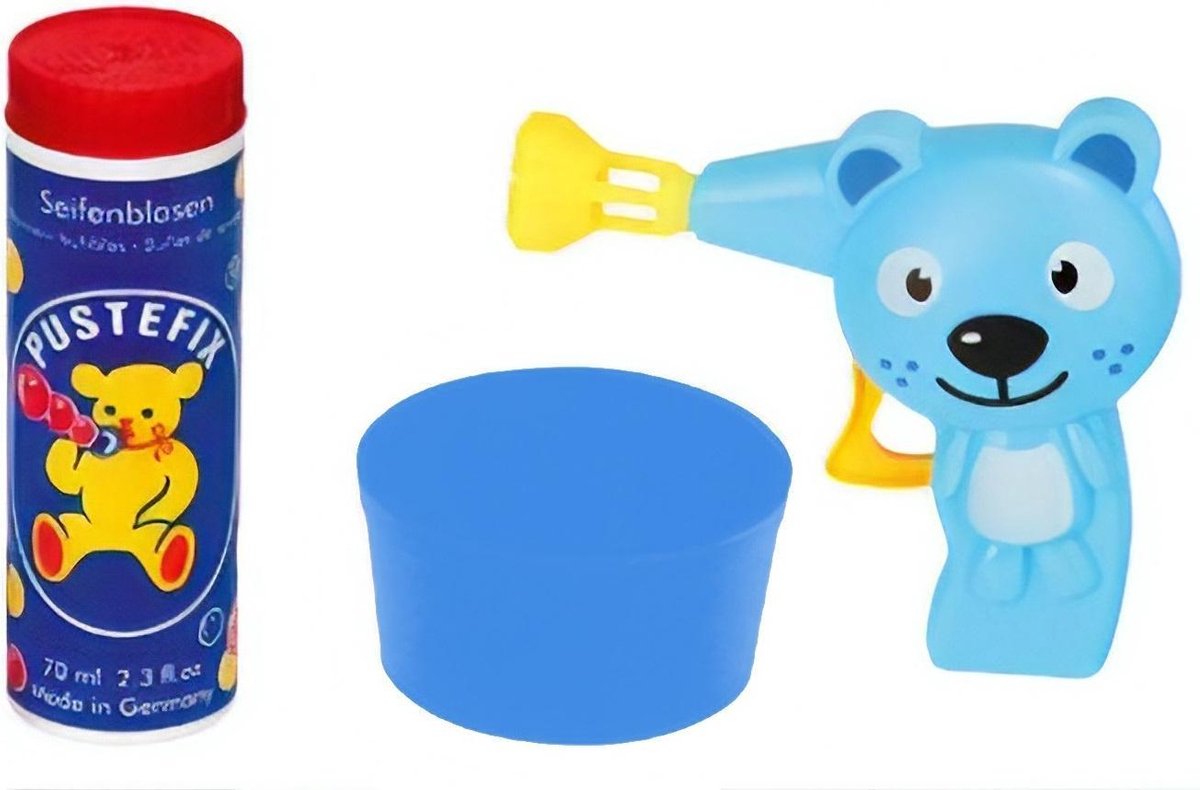 Pustefix Bellenblaaspistool Kat Met Bellenblaas 70 Ml Blauw