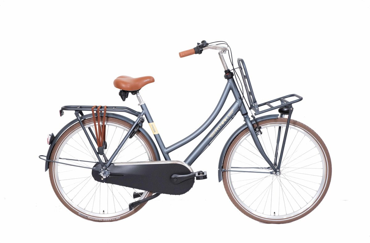 Aynak Froze - transportfiets – damesfiets – 28 inch – 3 versnelling – maat 53 & 55 - titan grijs – aluminium frame.
