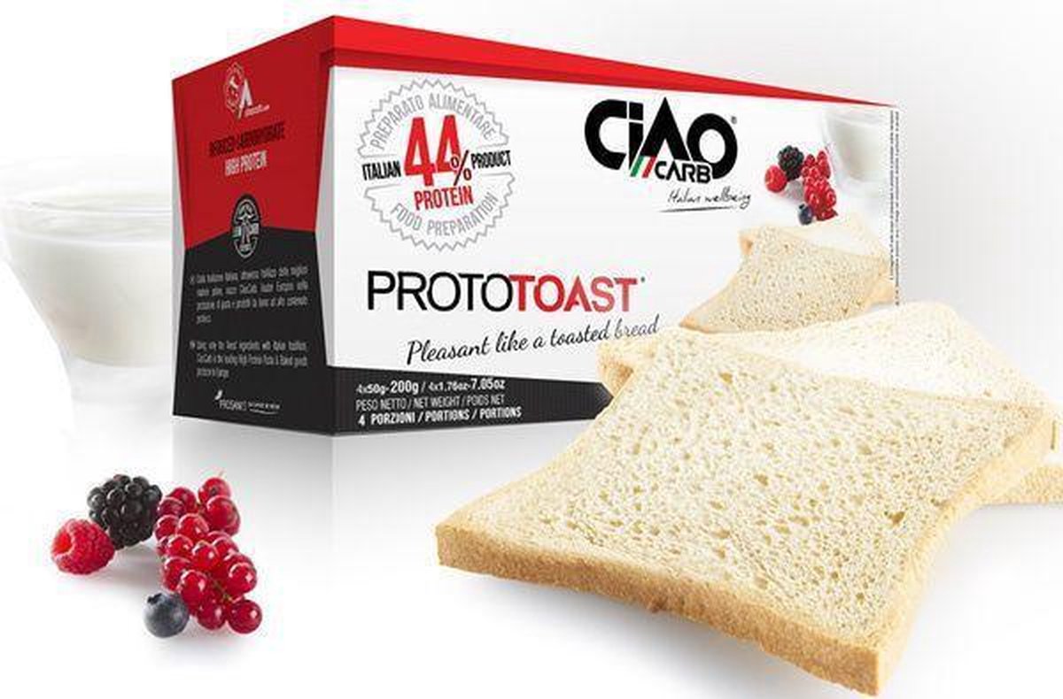 Ciao Carb |   Prototoast Naturel | 4 x 50g = 200g | Koolhydraatarme Toast