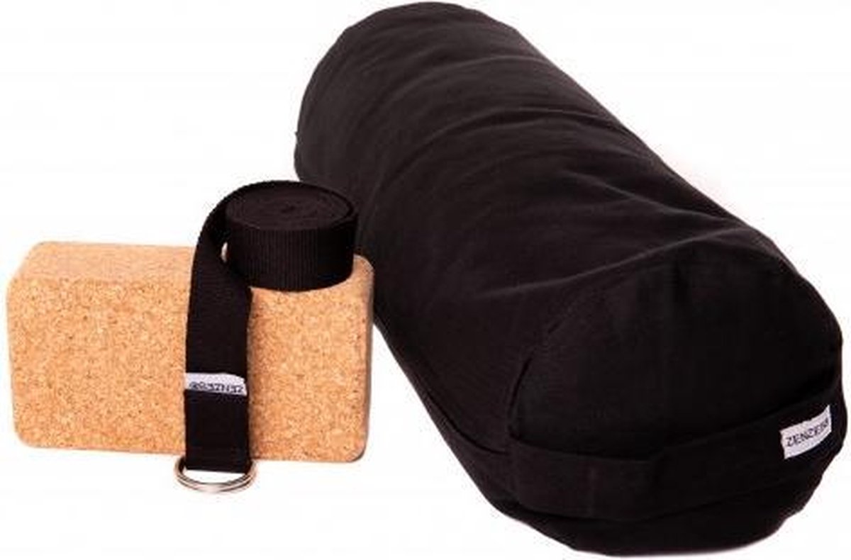Zenzes PRO bolster met yogariem en yogablok - zwart