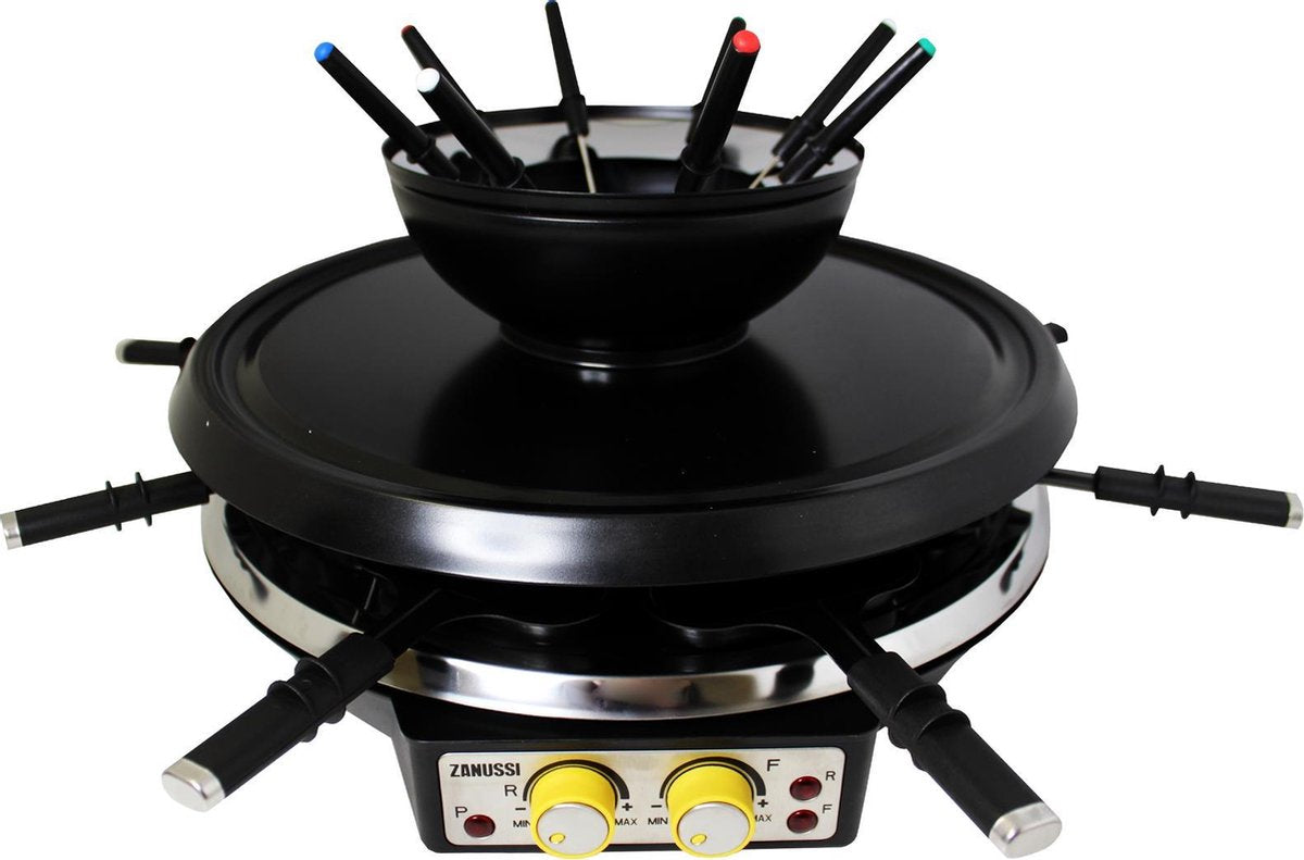 Zanussi RCZ28-SSBL 4-in-1 Grill - Gourmet - Raclette - Fondueset voor 8 personen 1900W
