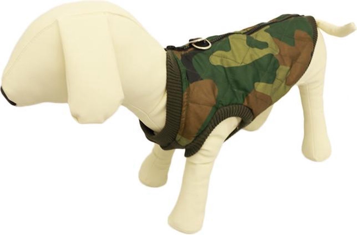 BODYWARMER CAMOUFLAGE GROEN VOOR DE HOND - L-L ( rug lengte 64 cm