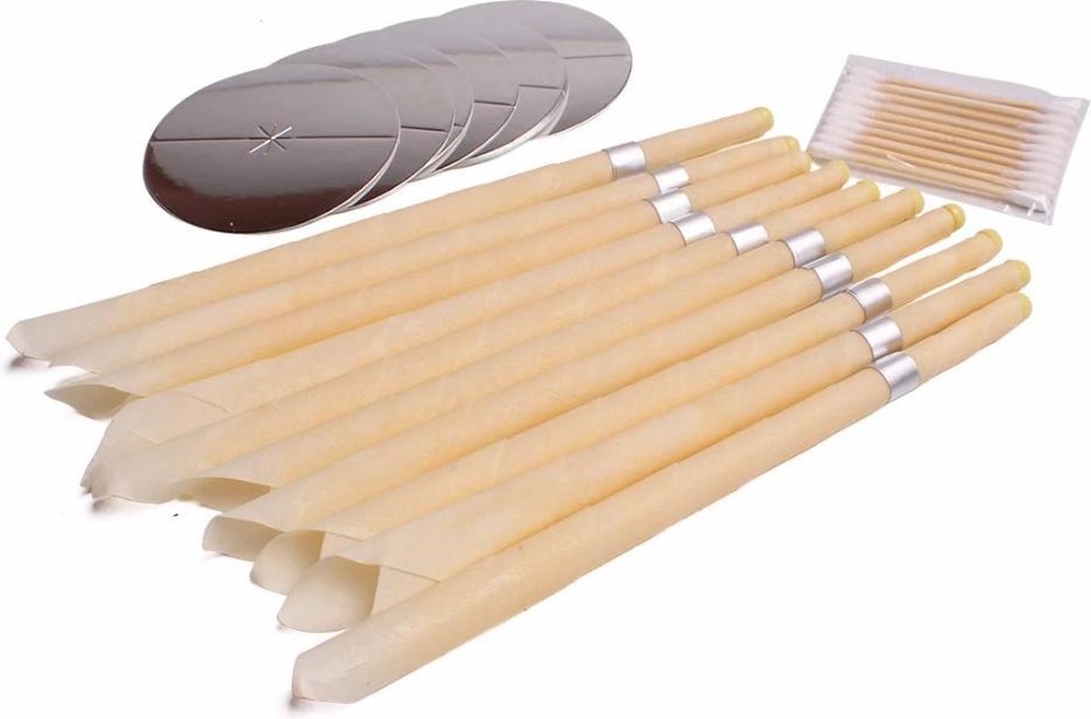 16 Stuks Oorkaarsen - Earcandle - Oorkaars Zuivere Bijenwas - Aromatherapy - Oorpijn Oorsuizen Hulpmiddel - Milleuvriendelijk Biologisch Katoen - Essentiële Olie - Beschermingsfiler - Oorsmeer Vrij - Oorkaars Pakket
