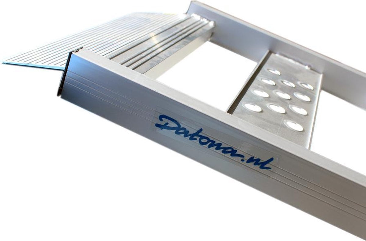 Datona® - Aluminium oprijplaat inhaakbaar - 195 cm oprijgoot rijplaat plaat