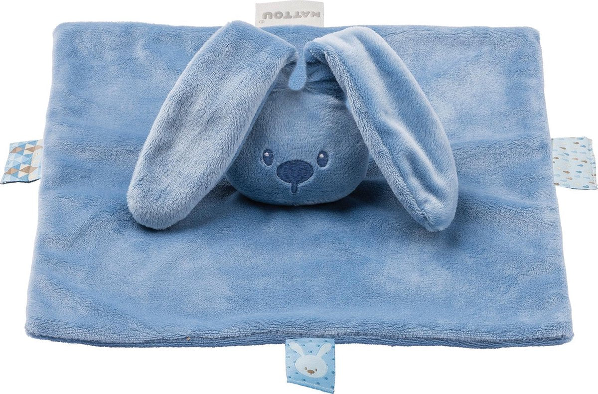 Nattou Konijn Lapidou - Knuffeldoekje - Doudou - 26 x 26 cm - Infinity Blauw