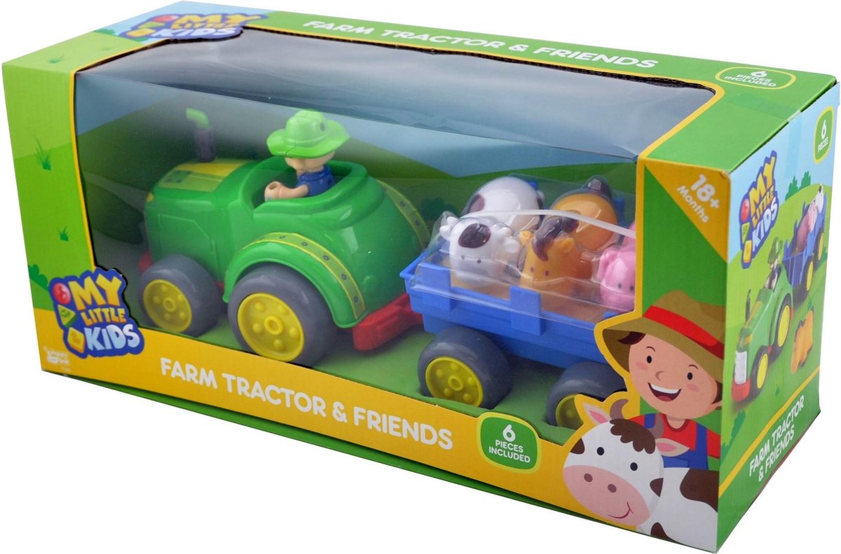 My Little Kids Boerderijset Tractor met Aanhangwagen - 6-delig
