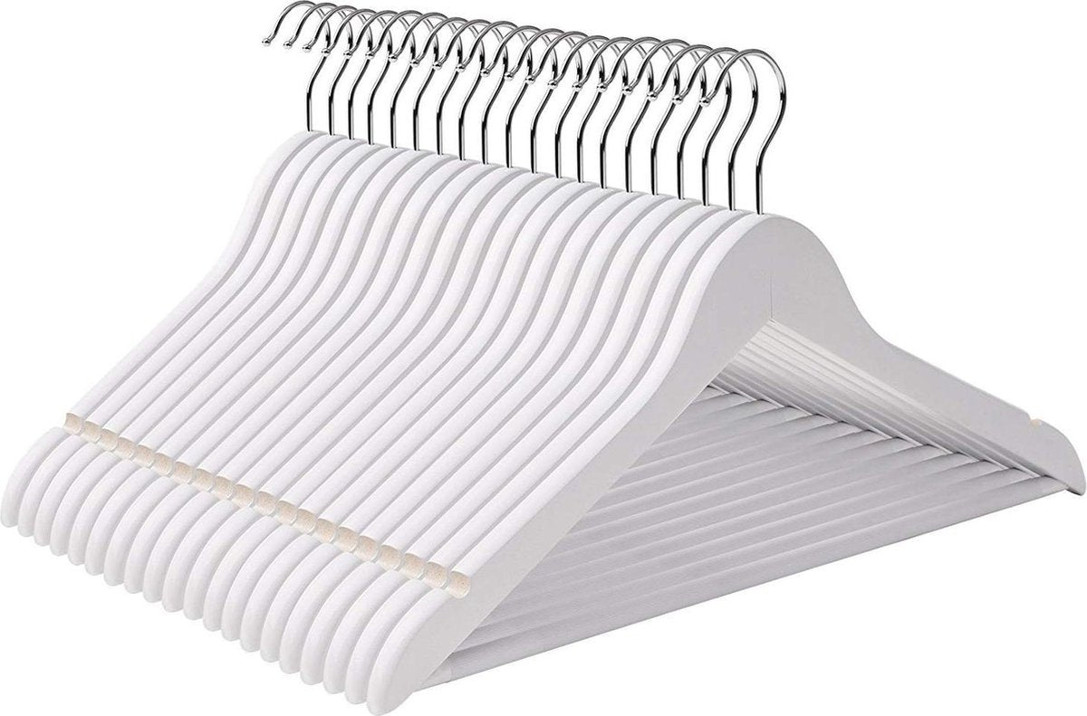 Nancy's Kledinghanger Set van 50 - Houten Kleerhangers met Broeklat - Kledinghangers