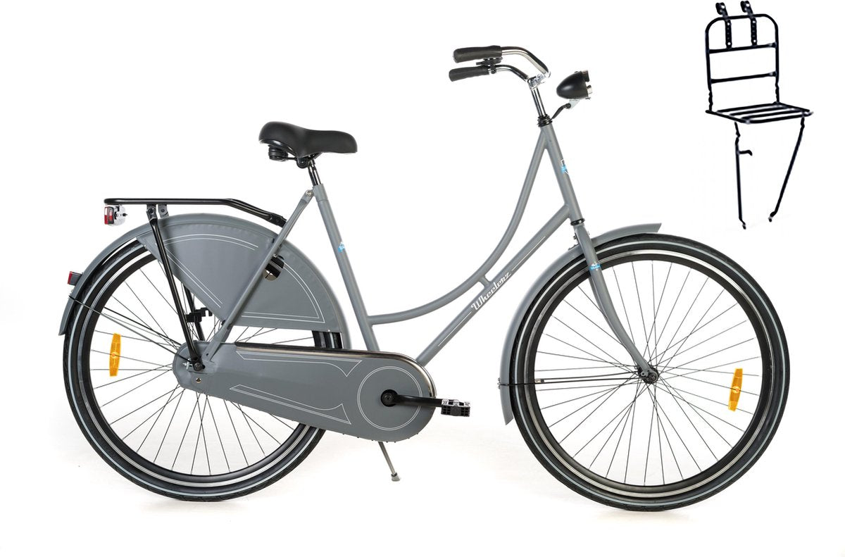 Wheelerz omafiets grijs met voordrager