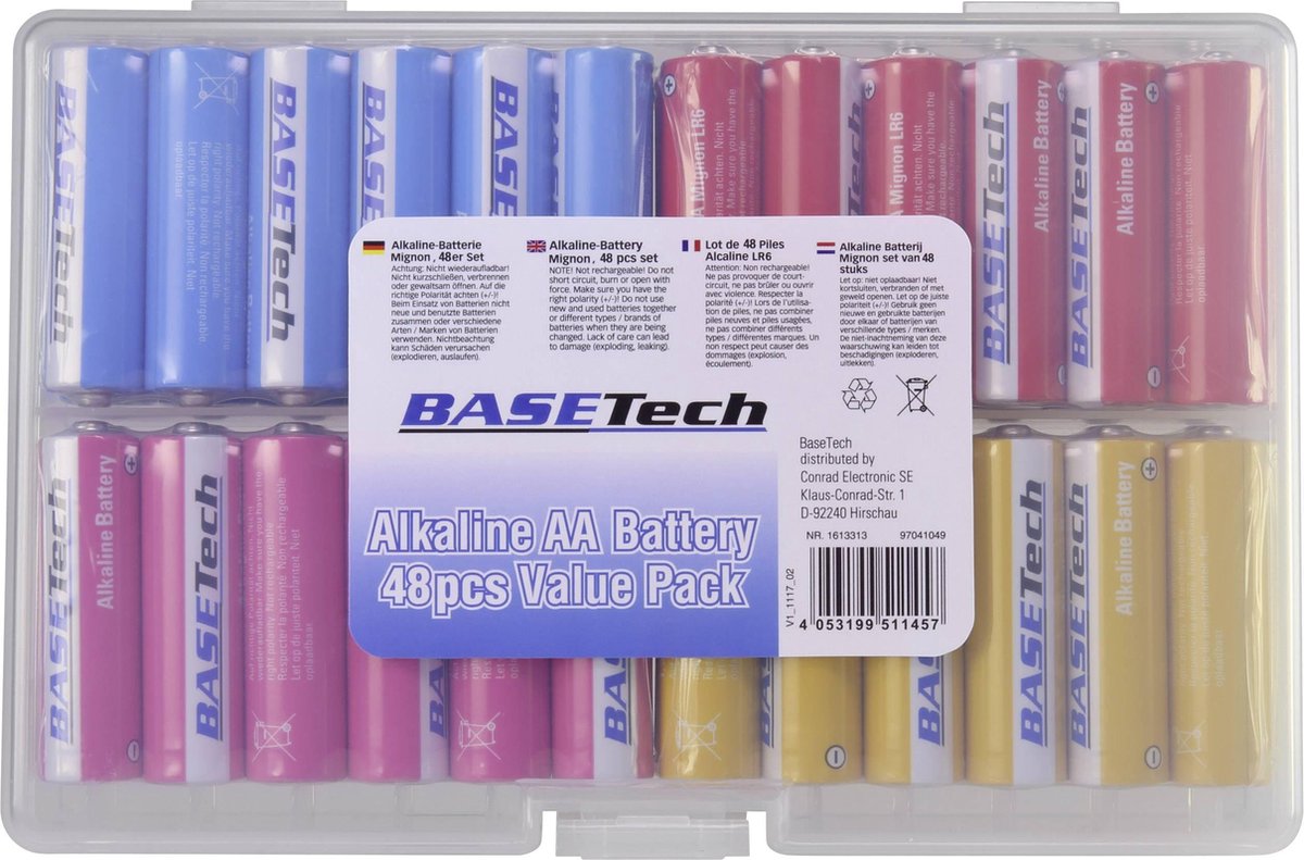 48x AA batterij penlite Basetech 1613313