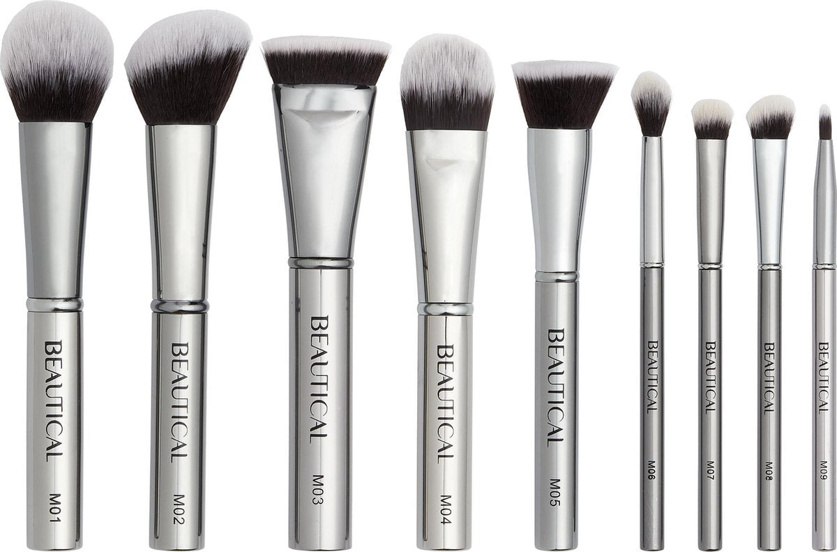 BEAUTICAL METAL GLAM Penseelset - 9 vegan penselen met tas