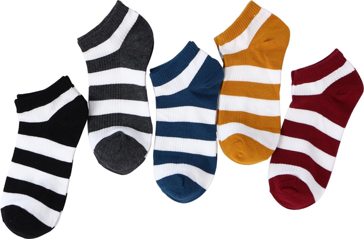 Sokken Dames Katoen - Happy Casual - Enkelsokken - Socks – Lage sokken - Sneakersokken - Maat 36 / 41 – 5 paar