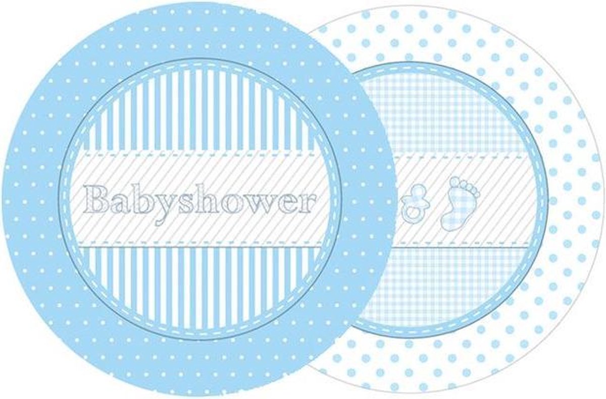 Dessertborden 'Babyshower' Blauw (8st) - babyshower its a boy - hoera een jongen - gebaksborden - blauw -