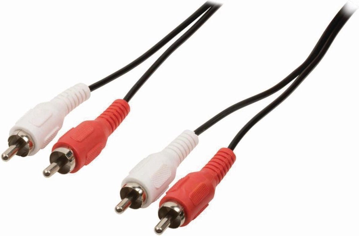 Stereo-Audiokabel | 2x RCA Male | 2x RCA Male | Vernikkeld | 10.0 m | Rond | Zwart | Blister