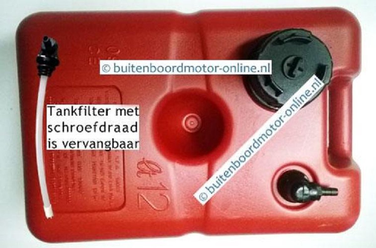 Buitenboordmotor tank met brandstofslang + 4 jaar garantie | 12 liter externe tank met brandstofslang  | Buitenboordmotortank | Benzinetank met benzineslang | Aanhangmotor tank met slang en knijpbal