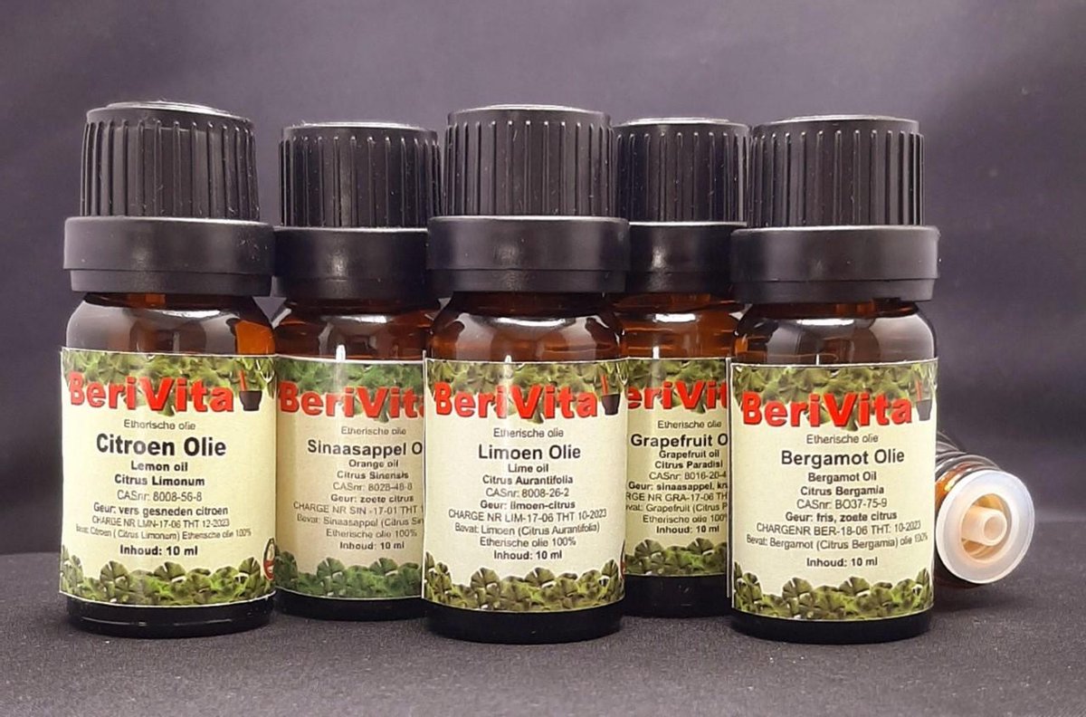 Citrus Olie 5x10ml Etherische Olie Set - Bergamotolie 10ml