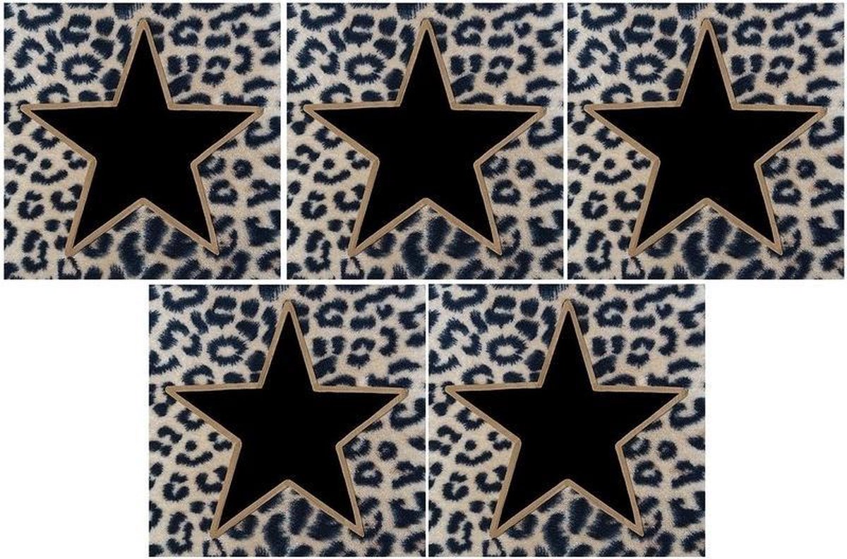 100x Panterprint servetten met zwart/gouden ster 33 x 33 cm - wegwerpservetten/kerstservetten