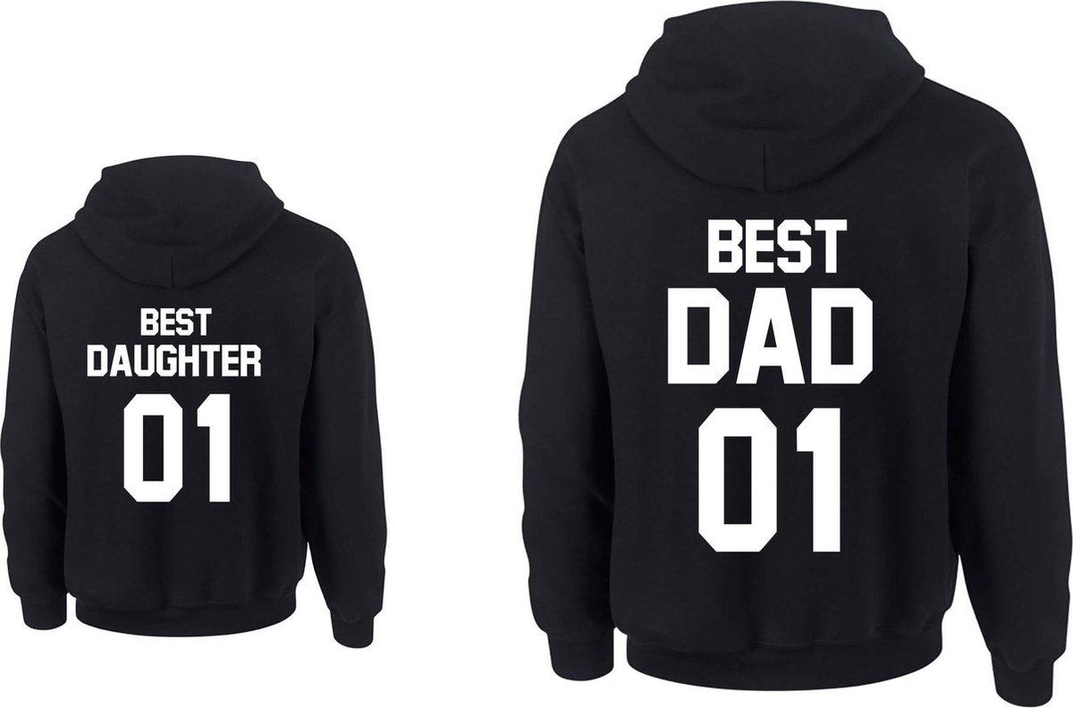 Hoodie voor vader-vaderdag cadeau-Best Dad Best Daughter-Maat S