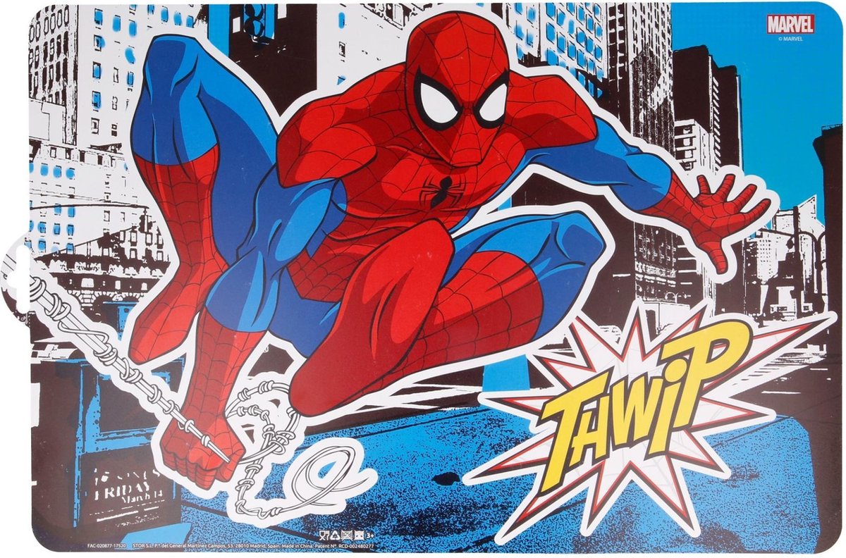 4x stuks placemats voor kinderen Spiderman 43 x 28 cm - Eten en knutsel placemat voor jongens en meisjes
