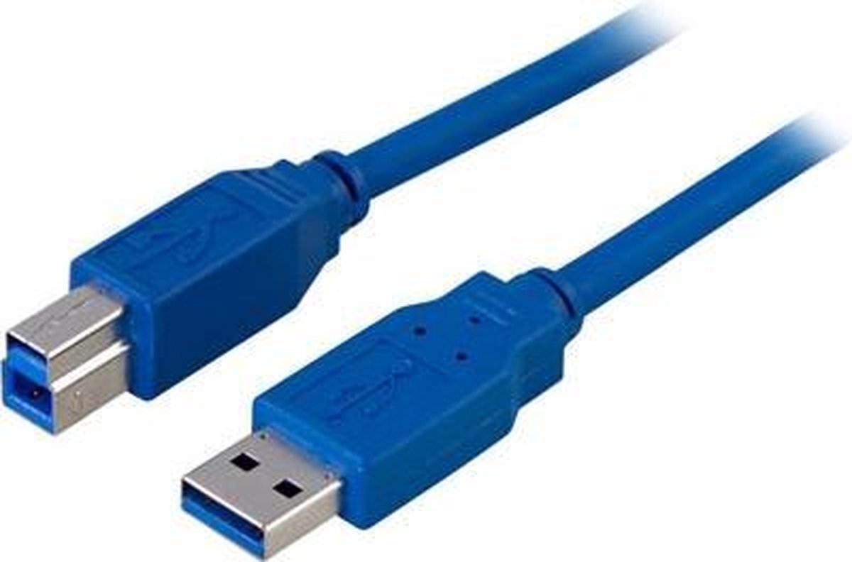 DELTACO USB3-120 USB-A naar USB-B kabel - Hi-Speed - 1 meter - Blauw