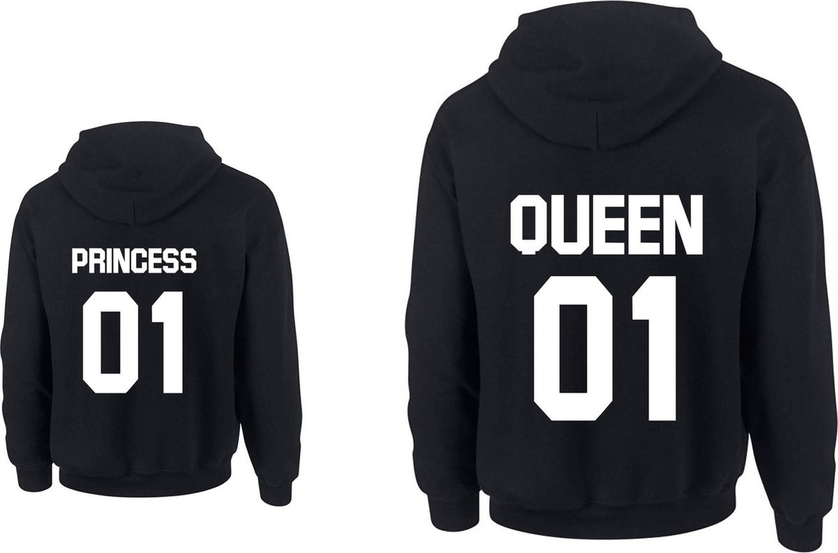 Hoodie voor dochter twinning-Queen 01-Princess 01-Maat 5/6 jaar