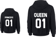 Hoodie voor dochter twinning-Queen 01-Princess 01-Maat 5/6 jaar