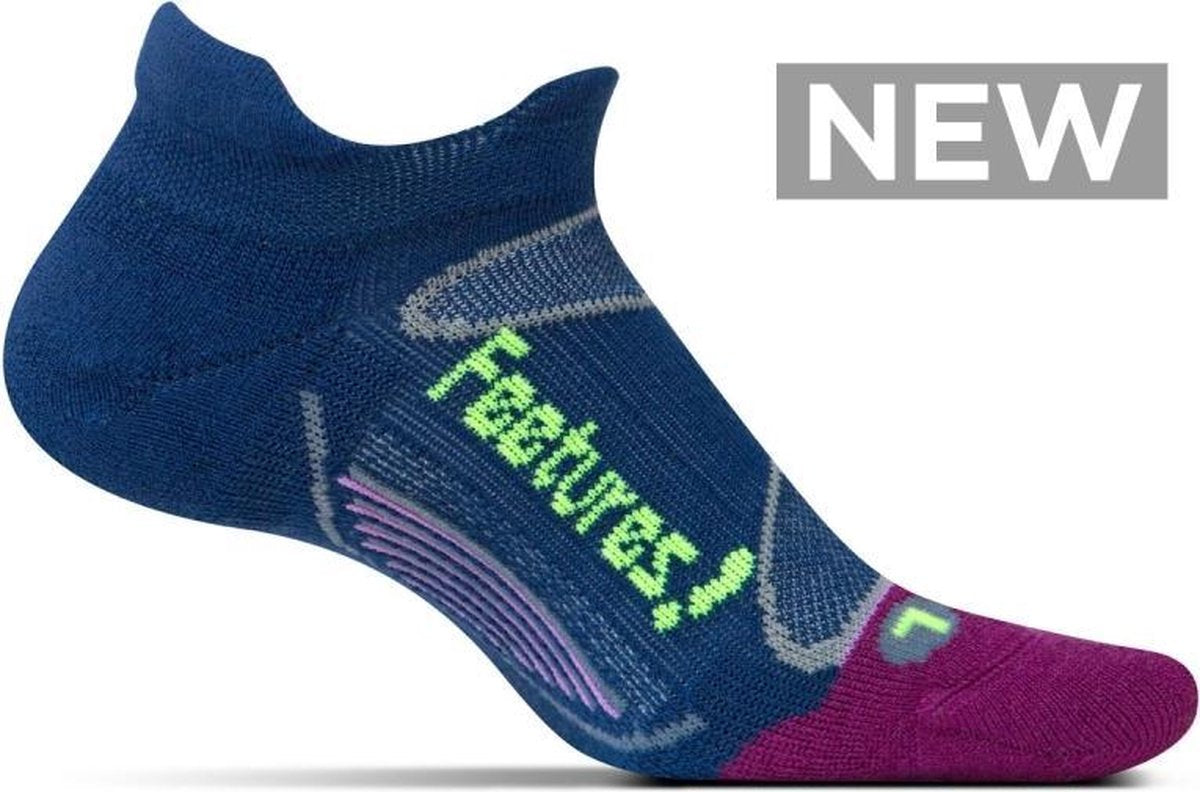 Feetures - Elite Merino Cushion No Show Tab - Navy Reflector Small