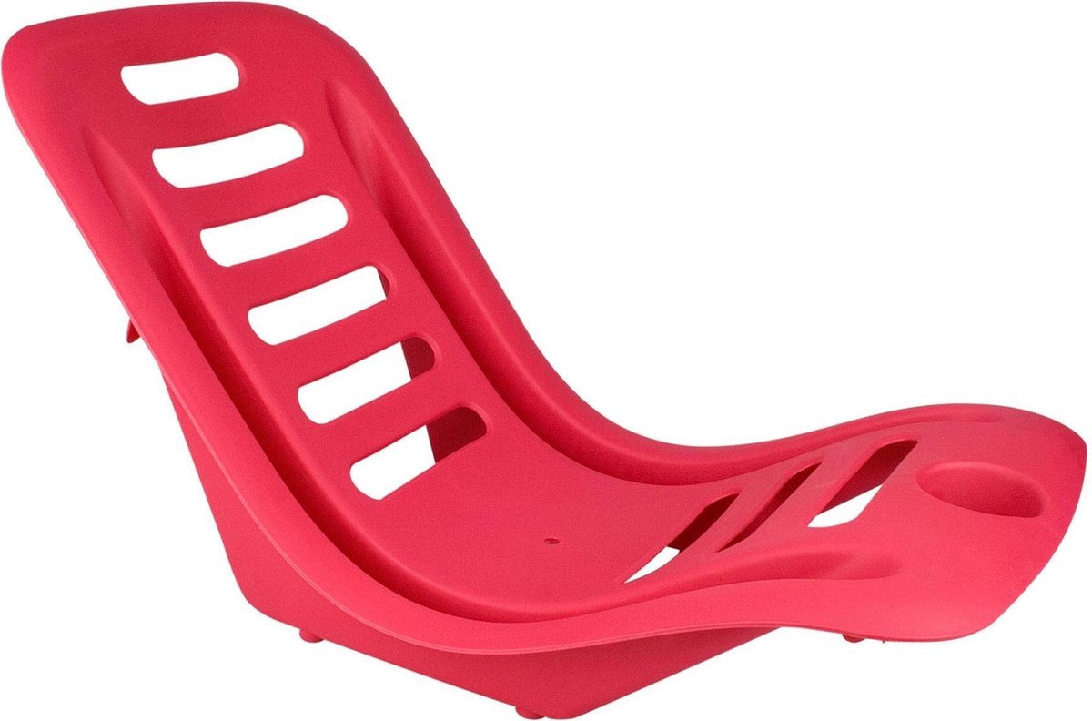 Set van 2x stuks kunststof strand kuipstoel met bekerhouder fuchsia roze voor volwassenen - Stapelbare campingstoel