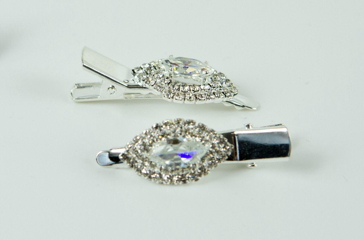 Duckklem met ovaal glas strass steen