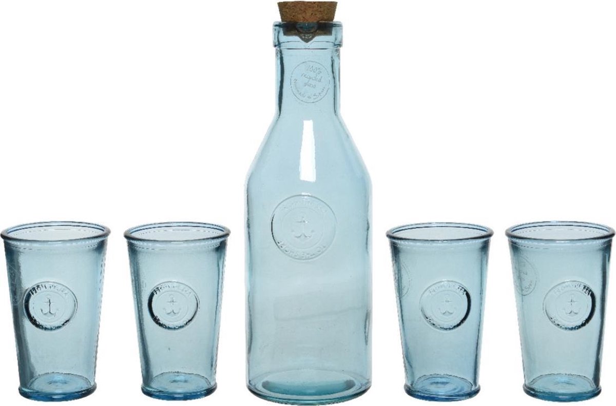 Giftbox met sap/limonade/water karaf en 4x luxe drink glazen  - Vaderdag/Moederdag cadeau tip