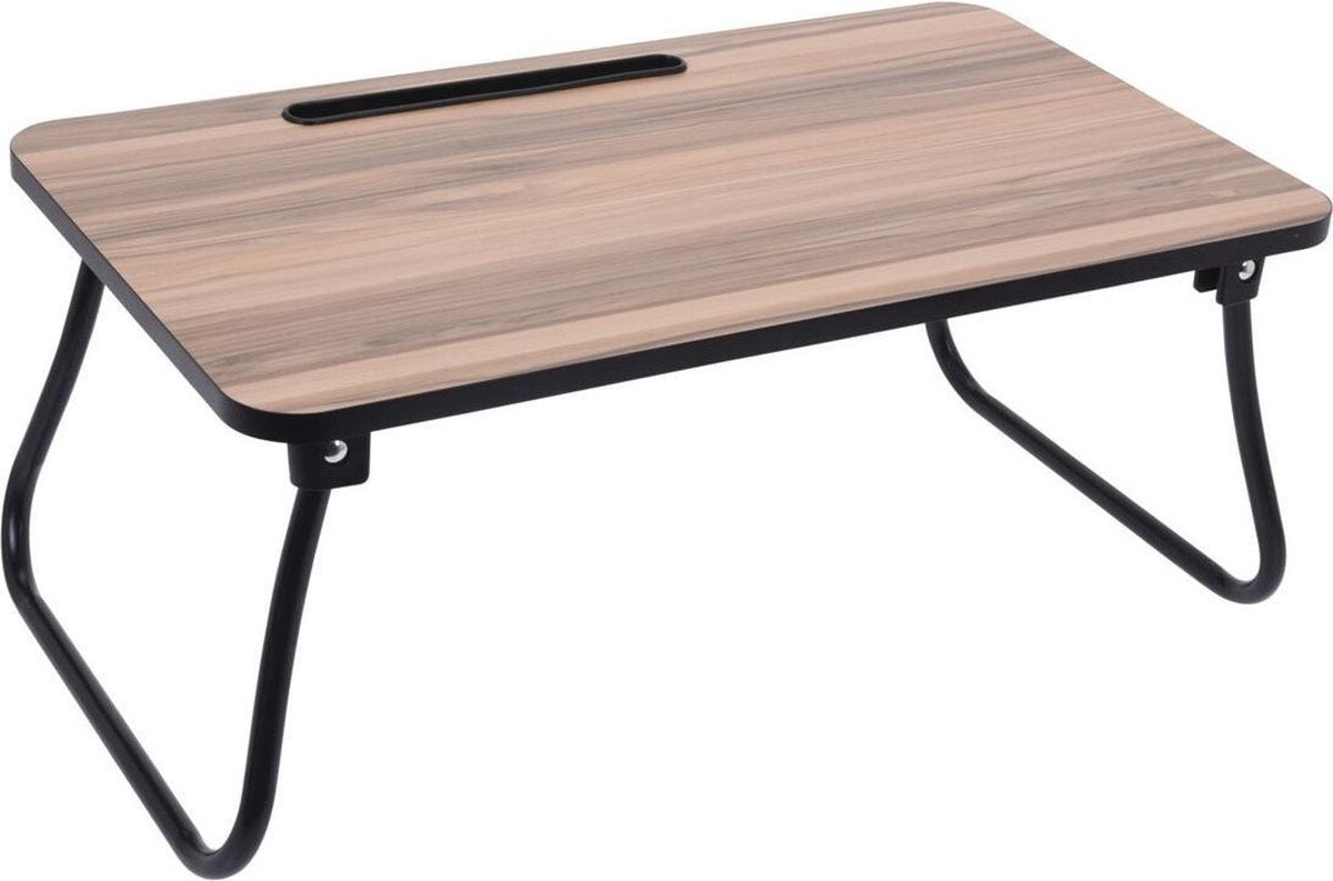 Relaxwonen - Dienblad - Uitklapbare Pootjes - Zwart Metaal - Ontbijt op Bed - MDF - 52x30x22 cm