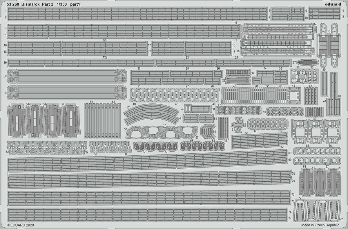 1:350 Eduard 53260 Accessoires for Bismarck Trumpeter - Part 2 Photo-etch
