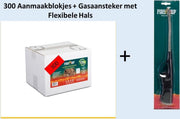 Fire- Up 300 Aanmaakblokjes + Opvulbare Turbo Gasaansteker met Flexibele Hals