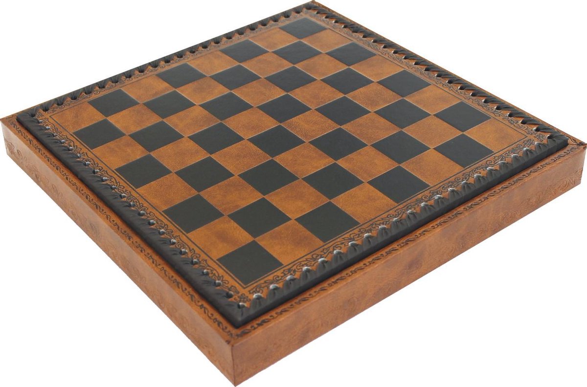 Schaakbordbox zwart bruin - 28x28 cm