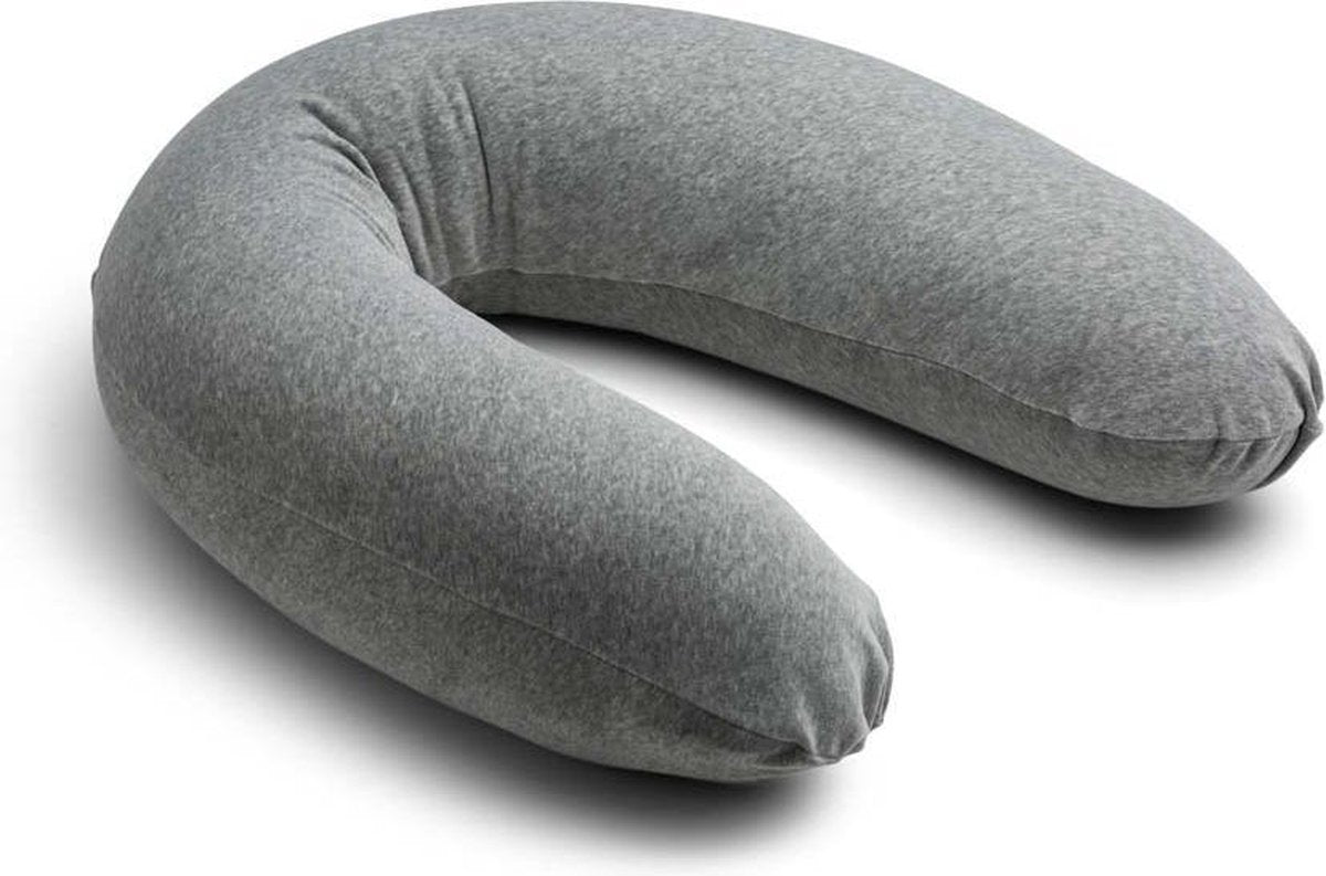 Mjuka Voedingskussen Nicky Velours | Incl. Voedingskussenhoes | Polyester Vulling | Babykussen Grijs | 100% Nederlands Product | 180 cm