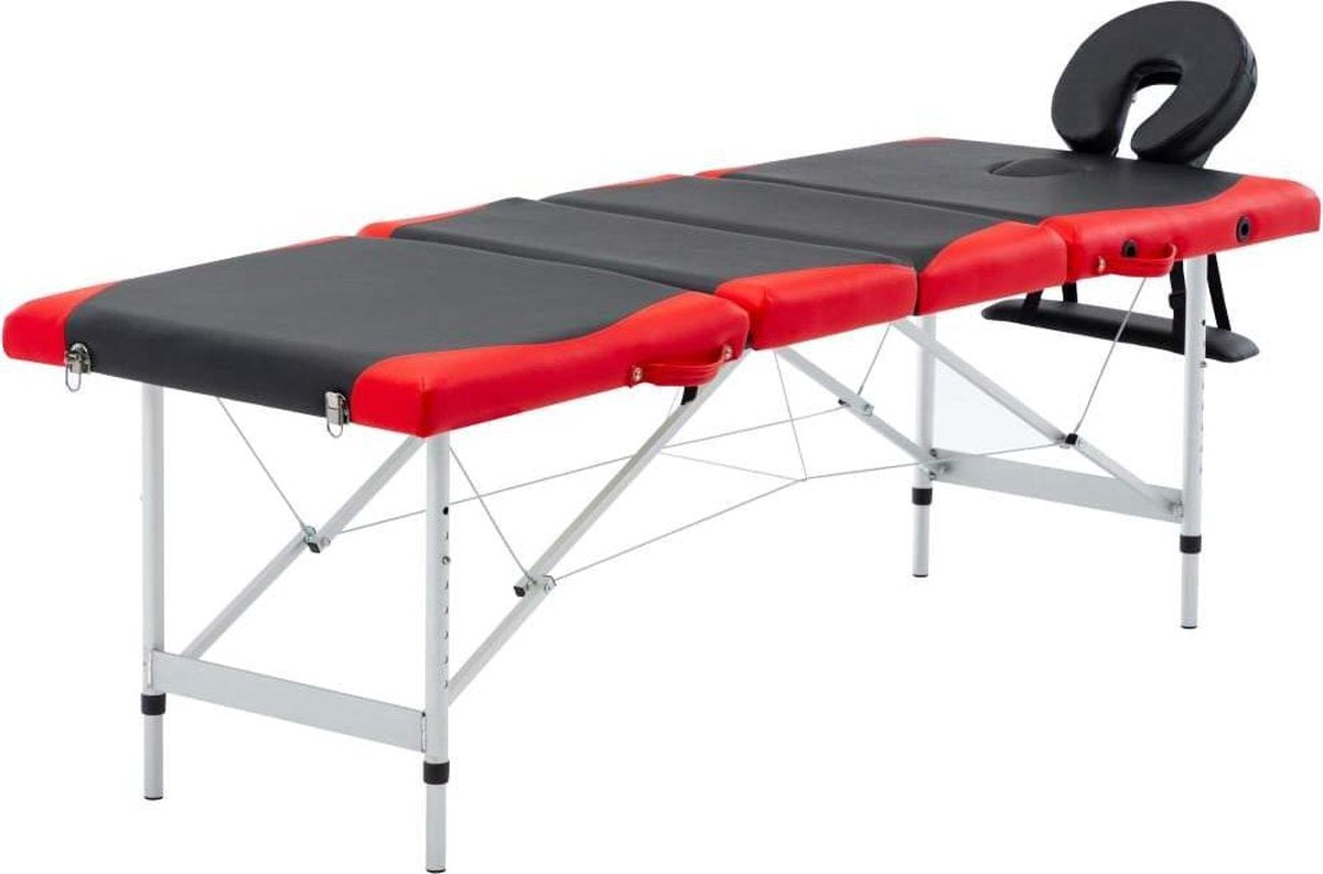Medina Massagetafel inklapbaar 4 zones aluminium zwart en rood