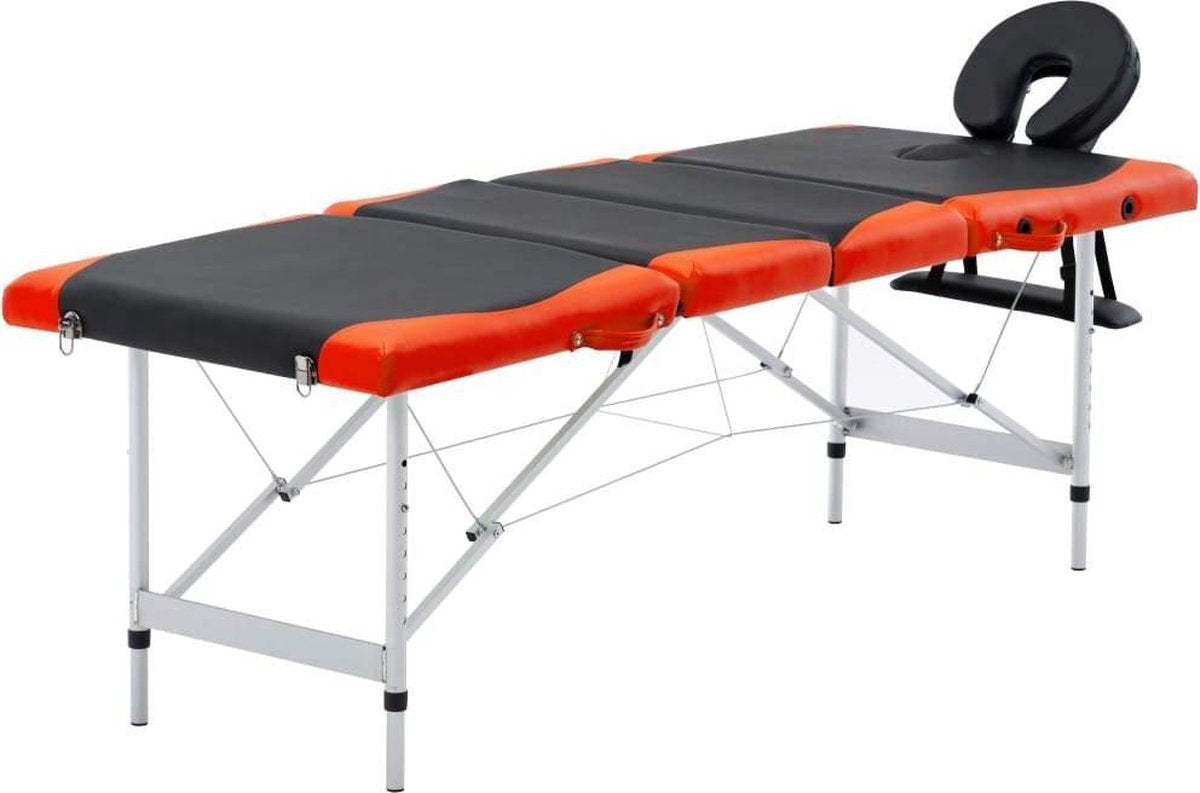 Medina Massagetafel inklapbaar 4 zones aluminium zwart en oranje
