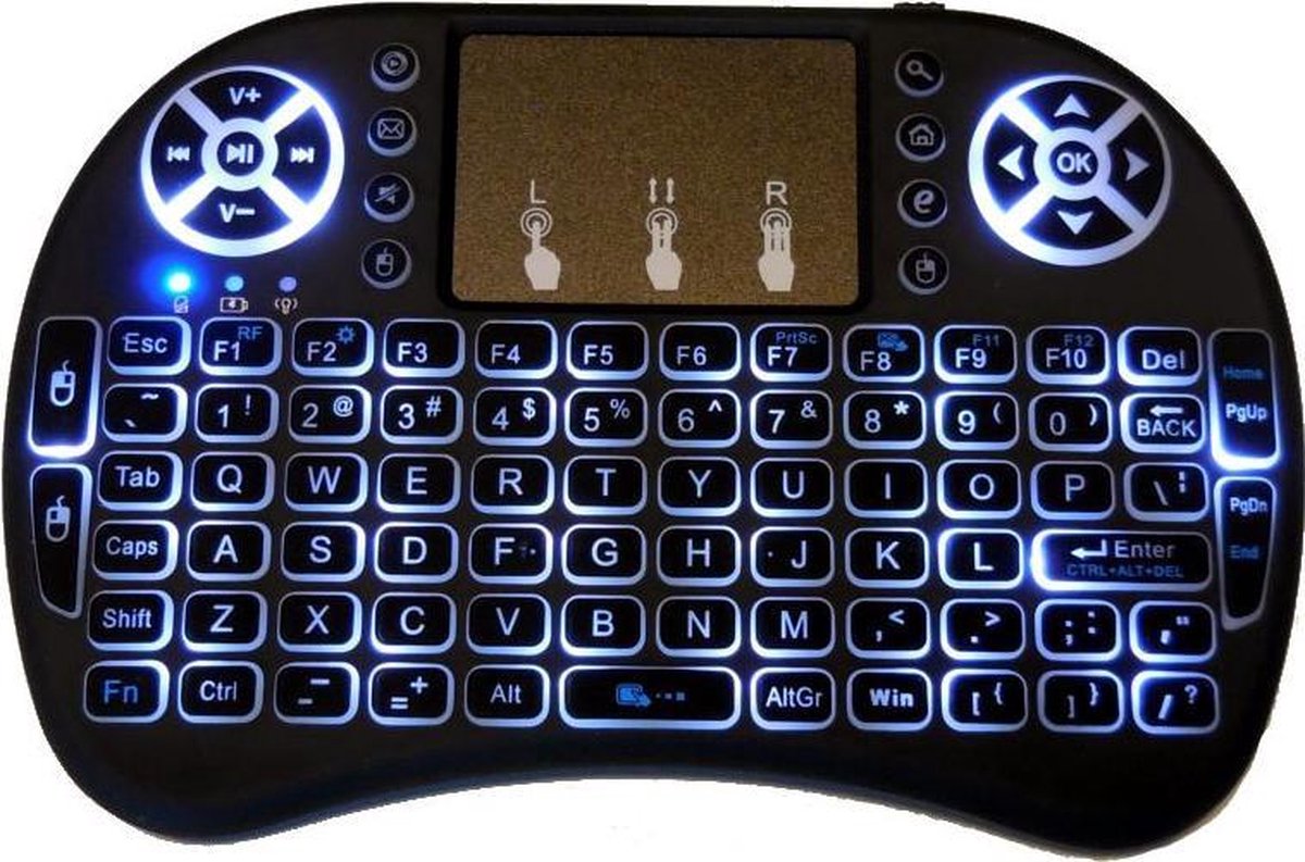 Type i8 keyboard met Backlight Draadloos mini multimedia toetsenbord met touchpad + oplaadbare accu
