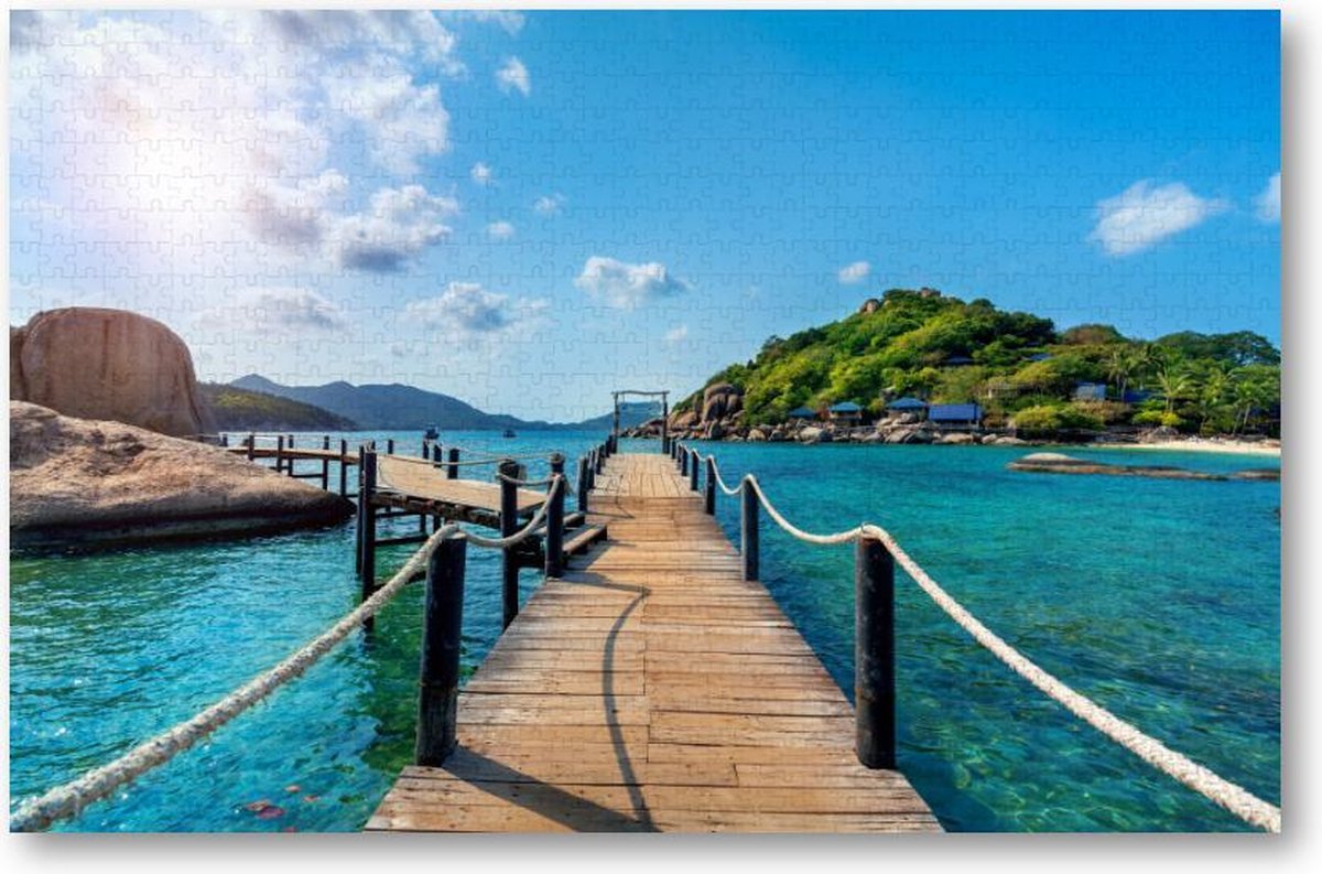 Houten Brug in Thailand - 1000 Stukjes puzzel voor volwassenen - Landschap - Natuur