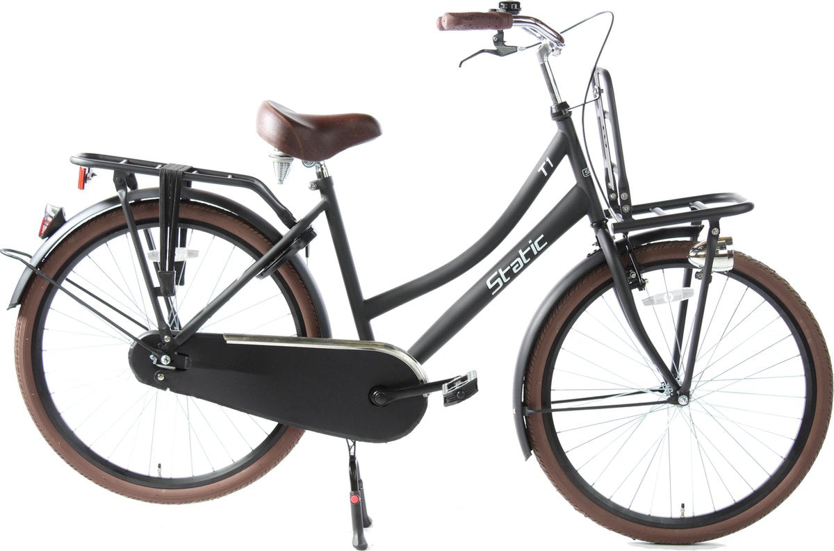 Static Meisjes Transporter fiets 26 inch Mat zwart