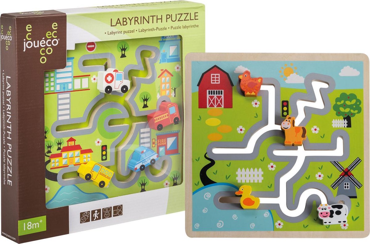Houten Doolhof Puzzel BoerderijJouéco