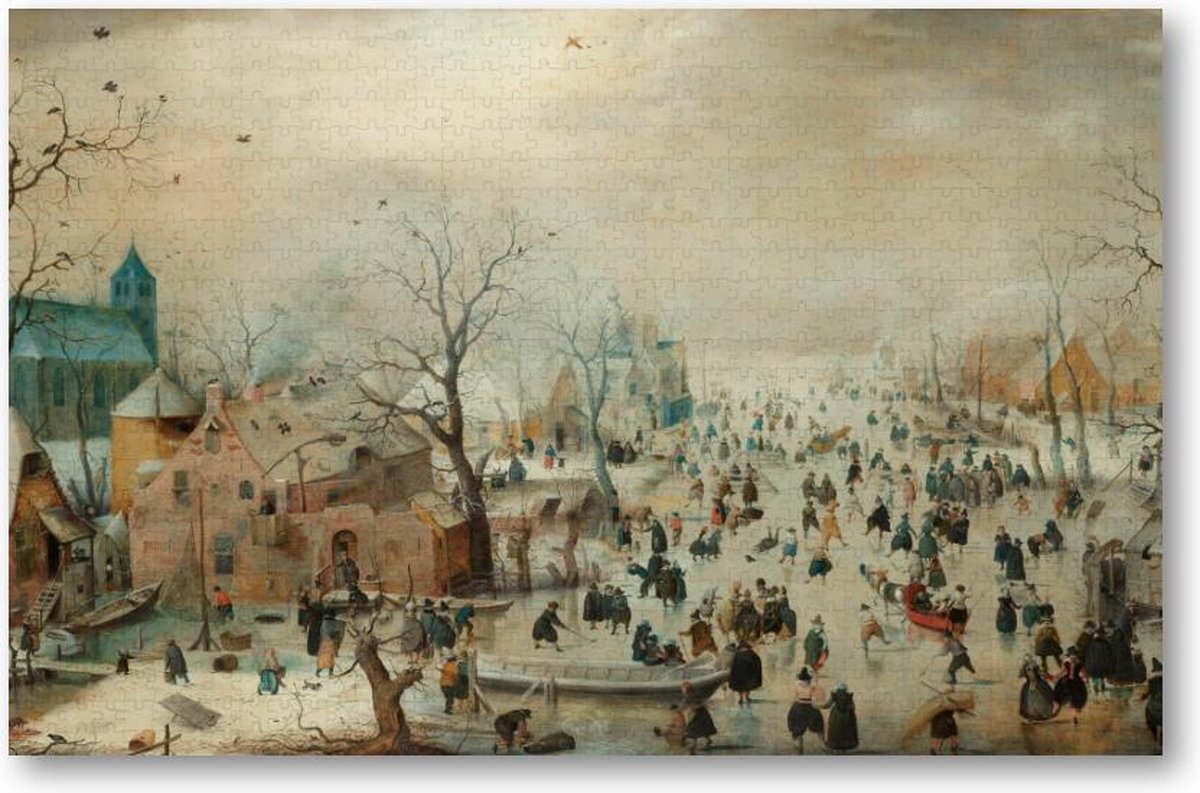 Winterlandschap met schaatsers - 1000 Stukjes puzzel voor volwassenen - Hendrick Avercamp