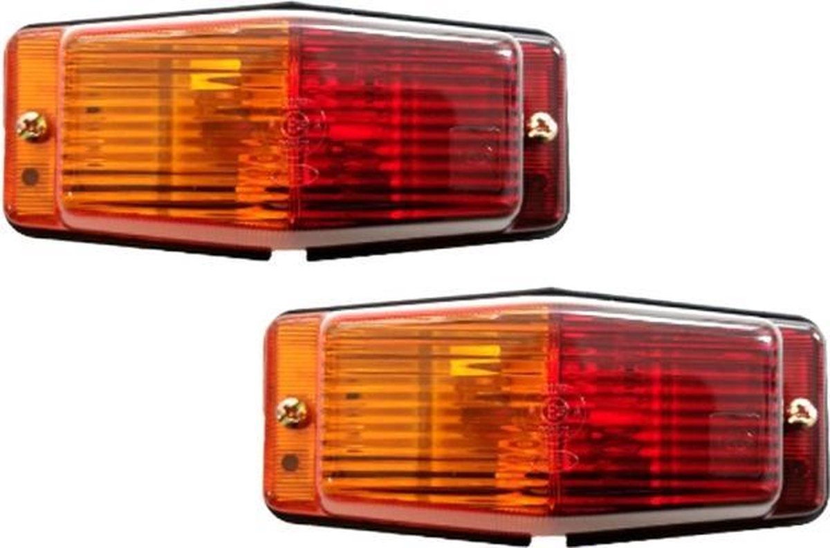 Dubbelbrander met oranje / rood glas - set 2 stuks