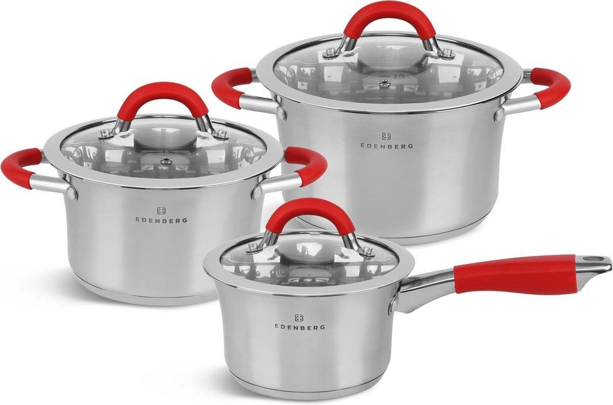 Edënbërg Classic Line - Luxe Pannenset - RVS - 6 delig - Sandwichbodem