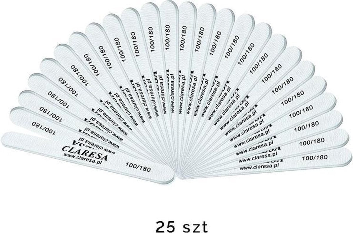 Claresa Professionele Nagelvijl "Recht" grit 180/240 - Set van 25 stuks