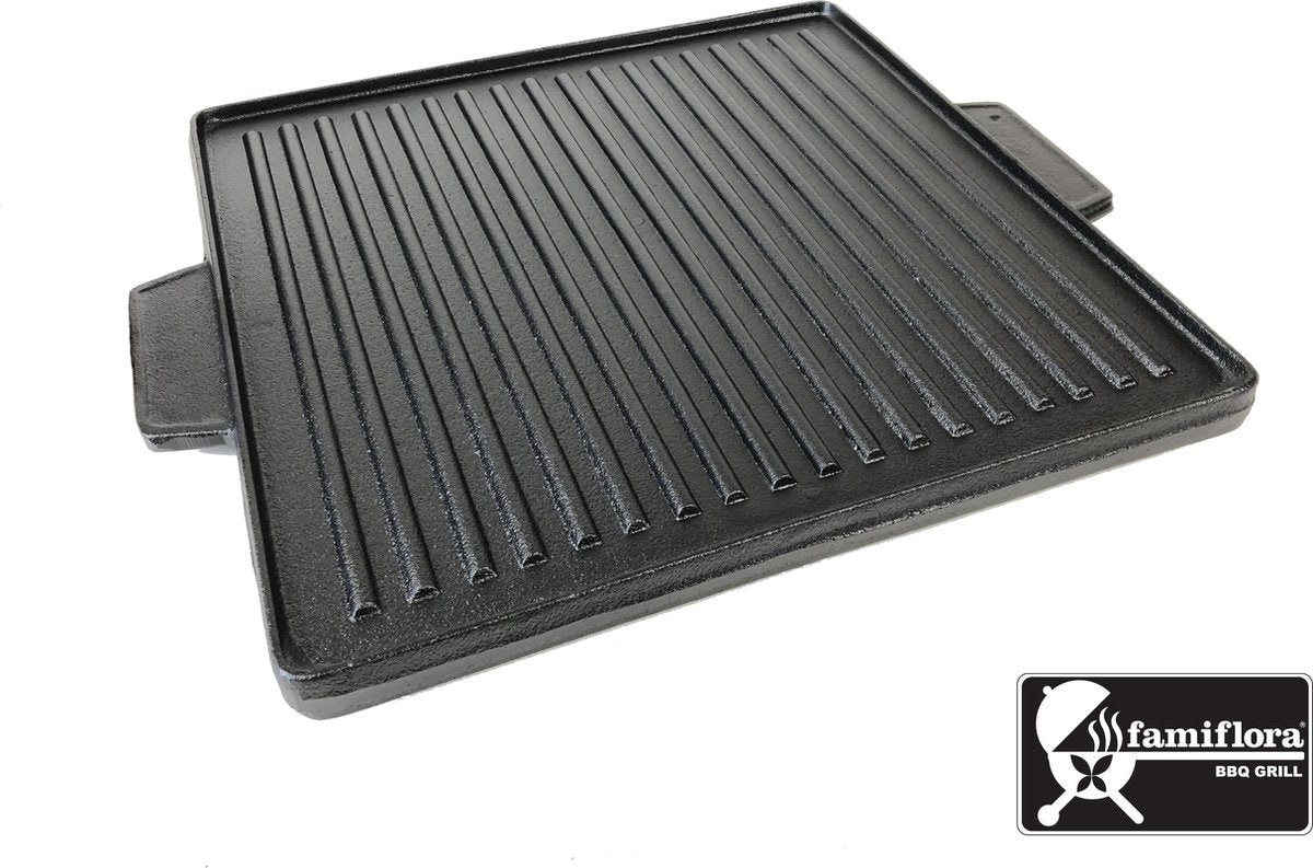 Universele gietijzeren contactplaat - bakplaat - grillplaat - grillrooster 38x38cm